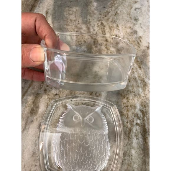 Owl Embossed Clear Glass Trinket Box #storage #owl - Picture 4 of 4